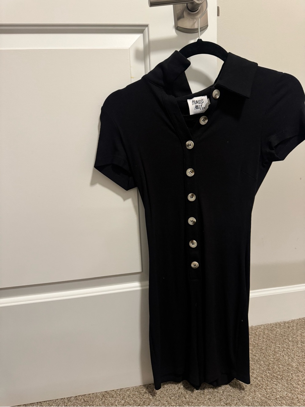 Princess Polly Black Black Button-Front Playsuit Romper - Picture 2 of 4